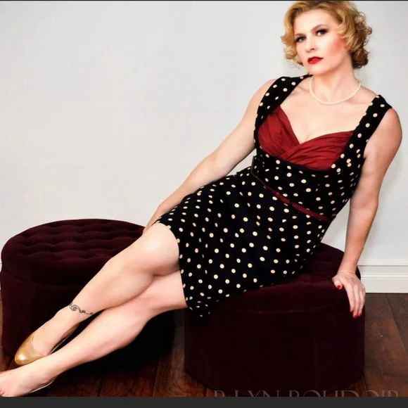 Lindy Bop Vanessa Navy Polka Dot Dress